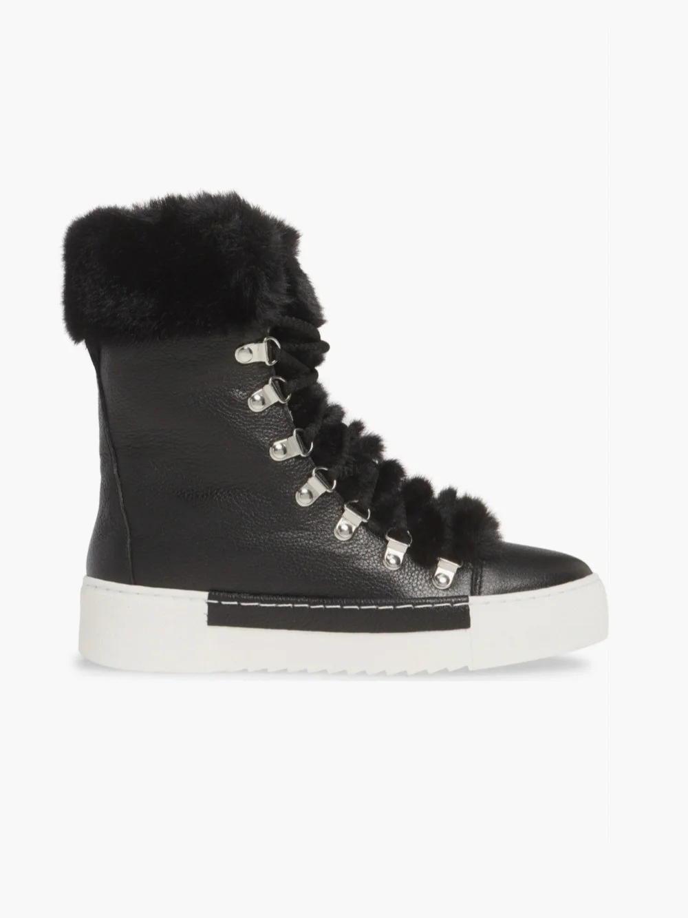 CECILIA NEW YORK Black Fur-Trim Platform Boot